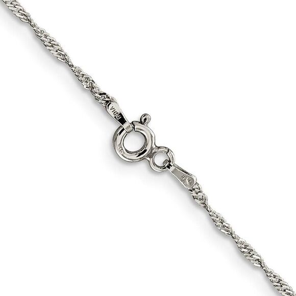 1.4mm Sterling Silver, Solid Singapore Chain Necklace, 16 Inch - Picture 3 of 8
